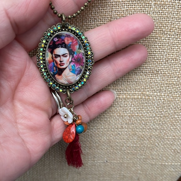 Freida Resin Cabochon handmade pendant with ball chain 22” - Picture 9 of 9